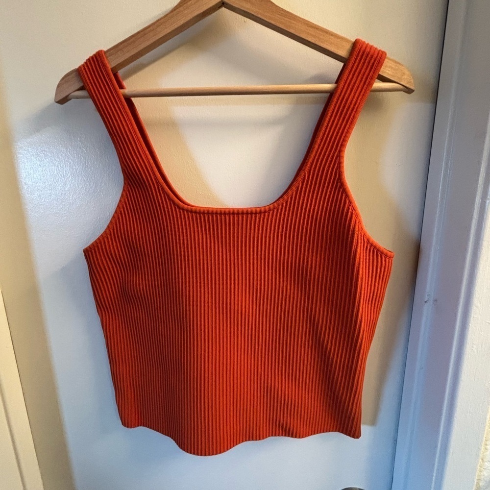 Orange Ribbed Tank Top - Picture 4 of 6